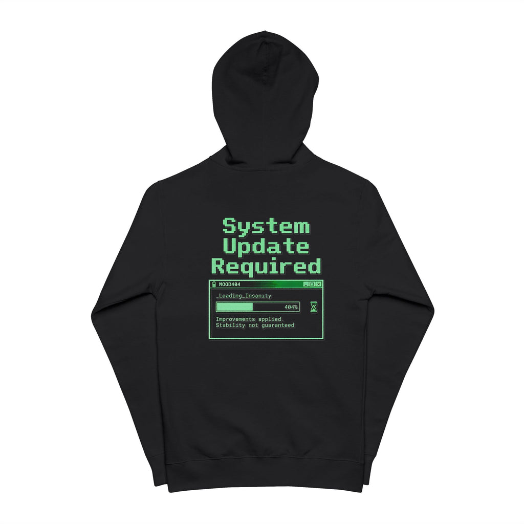 404 Mood Zip Hoodie | System Update Required Tech Graphic