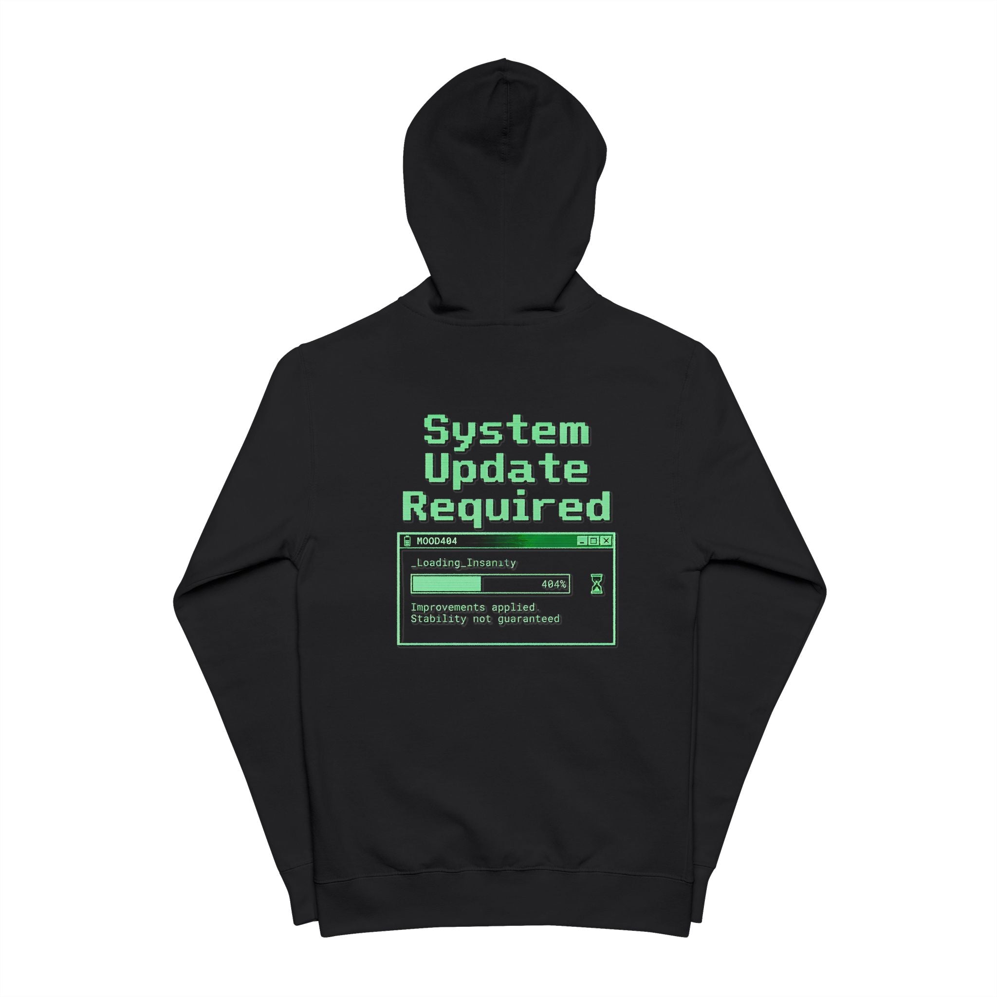 404 Mood Zip Hoodie | System Update Required Tech Graphic