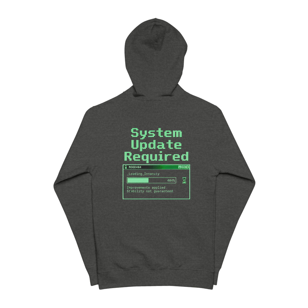 404 Mood Zip Hoodie | System Update Required Tech Graphic