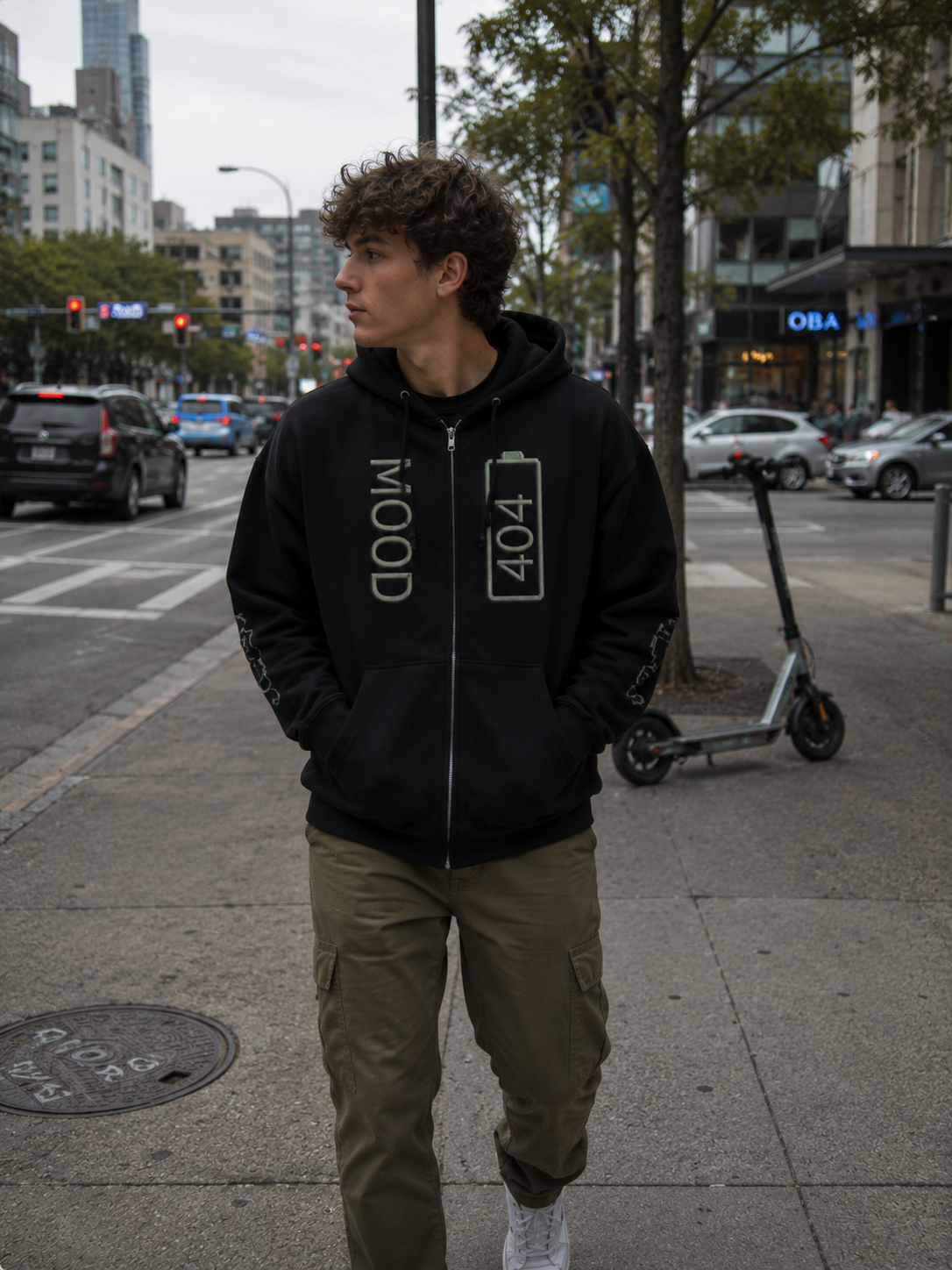 404 Mood Zip Hoodie | System Update Required Tech Graphic