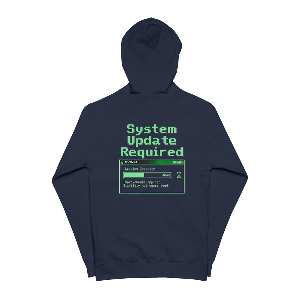 404 Mood Zip Hoodie | System Update Required Tech Graphic
